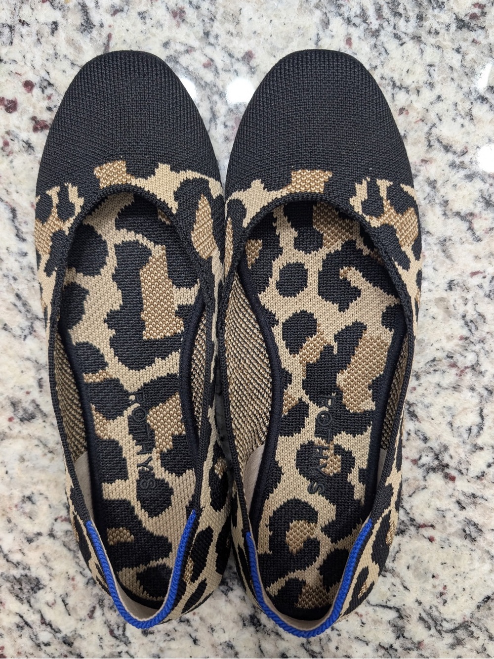 Rothy's Leopard Knit Ballet Flats - Black and Tan